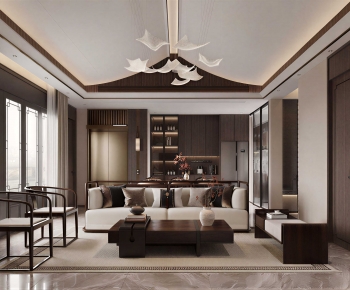 New Chinese Style A Living Room-ID:976458071