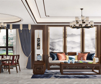 New Chinese Style A Living Room-ID:449368951