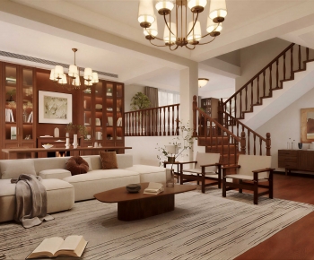 New Chinese Style A Living Room-ID:305157908