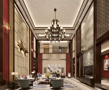 New Chinese Style A Living Room-ID:984277963