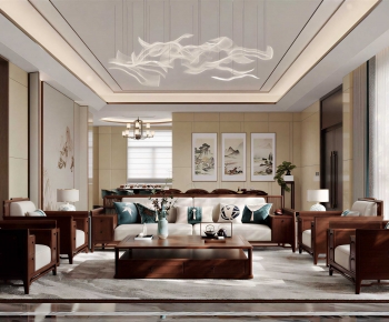 New Chinese Style A Living Room-ID:582730055