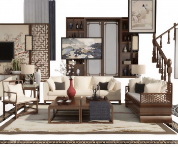 New Chinese Style A Living Room-ID:428916939