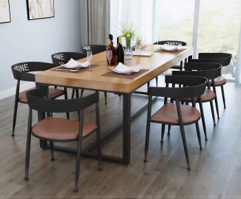 Industrial Style Dining Table And Chairs-ID:941796069