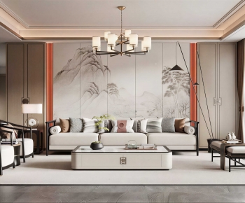 New Chinese Style A Living Room-ID:855441181