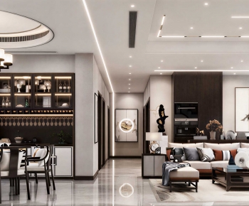 New Chinese Style A Living Room-ID:194242953