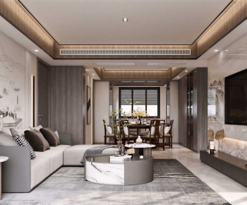 New Chinese Style A Living Room-ID:669893983