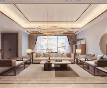New Chinese Style A Living Room-ID:507879023