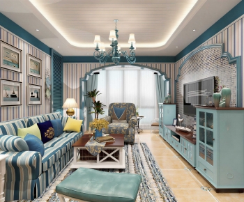 New Chinese Style A Living Room-ID:654277093