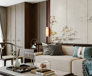 New Chinese Style A Living Room-ID:101649874