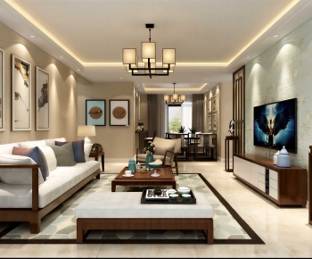 New Chinese Style A Living Room-ID:175693044