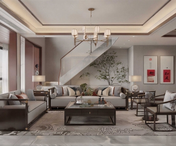 New Chinese Style A Living Room-ID:517290121