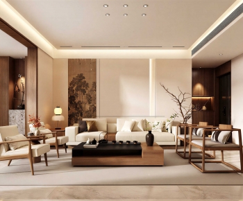 New Chinese Style A Living Room-ID:516891969