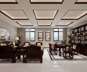 New Chinese Style A Living Room-ID:954073915
