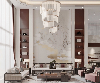 New Chinese Style A Living Room-ID:668839936