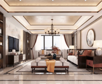 New Chinese Style A Living Room-ID:553708081