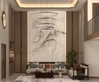 New Chinese Style A Living Room-ID:255660061