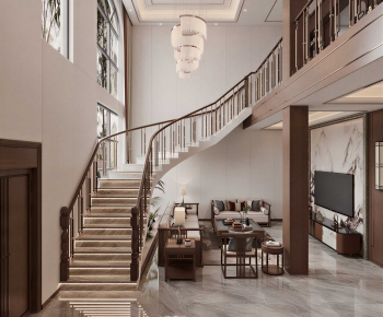 New Chinese Style A Living Room-ID:971323974