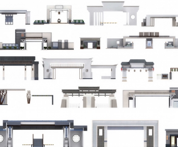 New Chinese Style Facade Element-ID:487905989