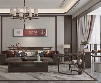 New Chinese Style A Living Room-ID:899144896