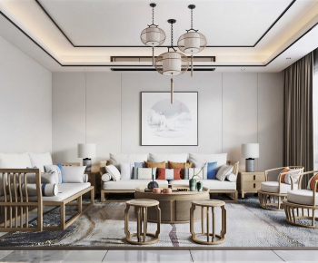 New Chinese Style A Living Room-ID:406356106
