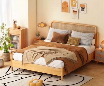 Nordic Style Double Bed-ID:875293976