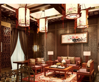 New Chinese Style A Living Room-ID:872586012