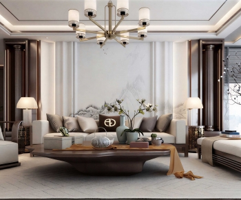 New Chinese Style A Living Room-ID:644164097