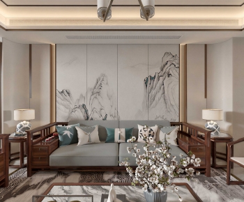 New Chinese Style A Living Room-ID:764575966