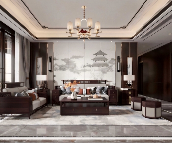 New Chinese Style A Living Room-ID:642730002