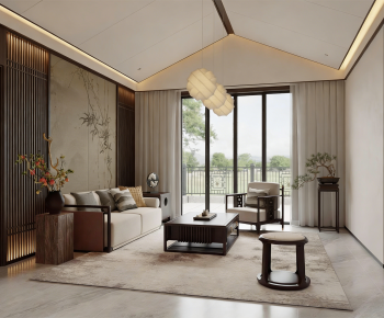 New Chinese Style A Living Room-ID:947628978