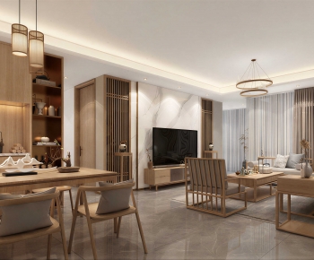 New Chinese Style A Living Room-ID:991209039