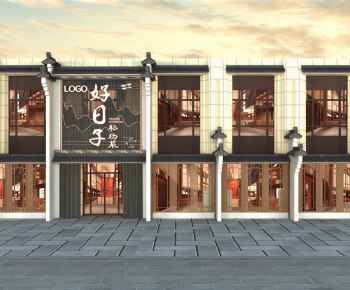 New Chinese Style Facade Element-ID:254853965