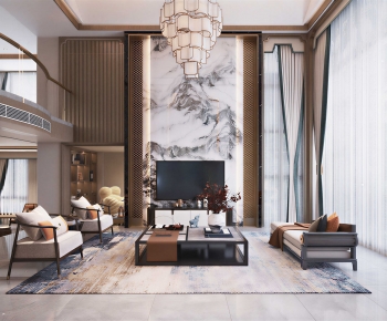 New Chinese Style A Living Room-ID:137729889