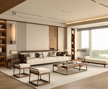 New Chinese Style A Living Room-ID:747349317