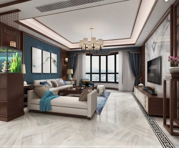 New Chinese Style A Living Room-ID:375062949
