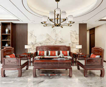 New Chinese Style A Living Room-ID:498539921