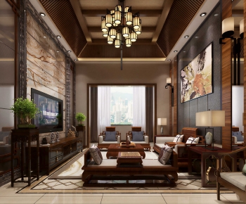 New Chinese Style A Living Room-ID:218252906