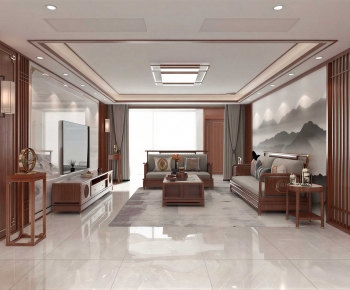 New Chinese Style A Living Room-ID:297405961