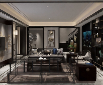 New Chinese Style A Living Room-ID:105679088