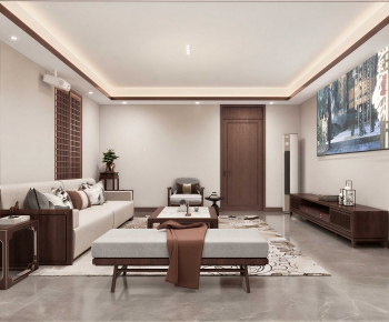 New Chinese Style A Living Room-ID:747239116