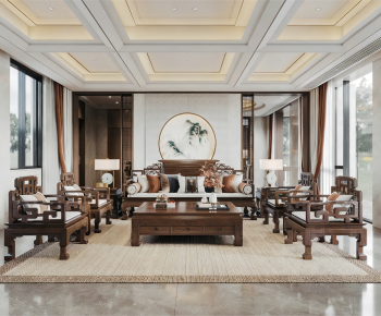 New Chinese Style A Living Room-ID:529592042