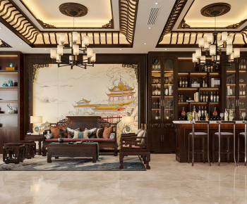 New Chinese Style A Living Room-ID:158600852