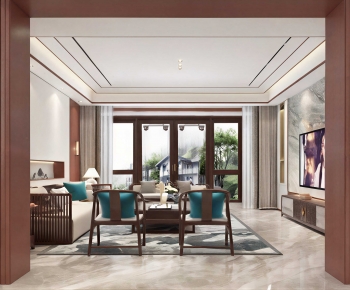 New Chinese Style A Living Room-ID:501545913