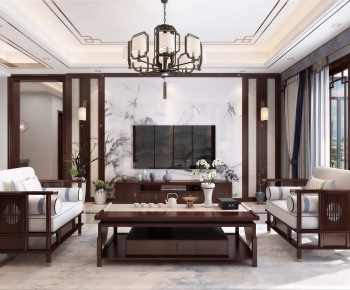 New Chinese Style A Living Room-ID:804016112