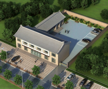 New Chinese Style Architectural Bird's-eye View Planning-ID:124347934