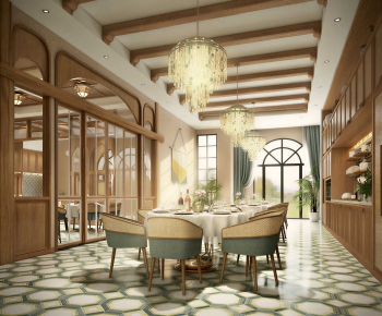 Southeast Asian Style Dining Room-ID:908970823