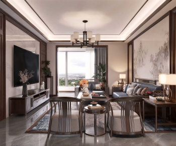 New Chinese Style A Living Room-ID:103920949