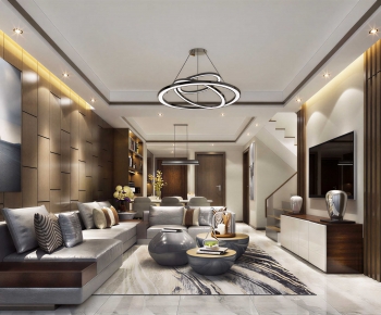 New Chinese Style A Living Room-ID:684833053