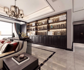 New Chinese Style A Living Room-ID:657552963