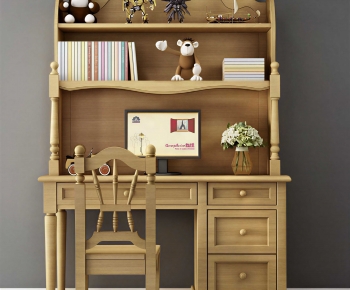 French Style Computer Desk And Chair-ID:666790964